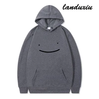 landuxiu 2022 autumn new 2d smiley print street casual fashion loose mens and womens hooded sweater
