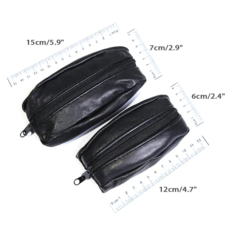 S/l Soft Genuine Leather Pouch Coin Keys Money Holder 2 Way Zips Purse Wallet Fashion Storage Zipper Small Key Bag