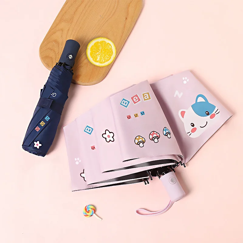 

Umbrella Cute Kitten Men and Women Folding Sun Umbrella Sunscreen Uv protection Adults and children