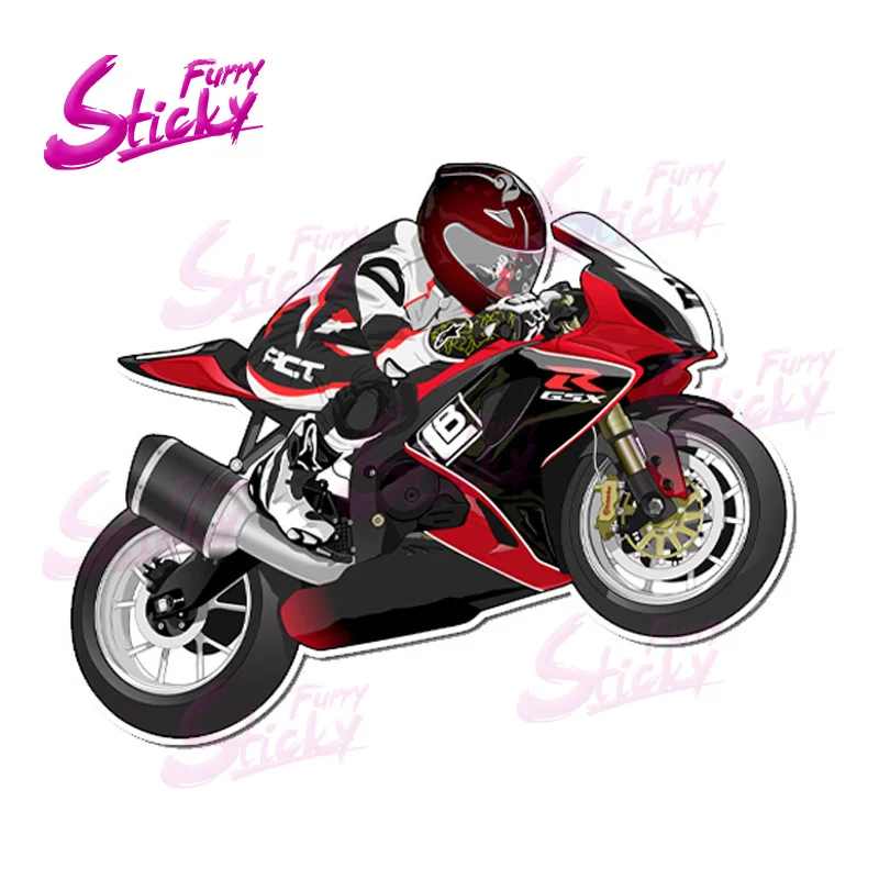 

Furry Sticky Motorcycle Stunt Race Anime Car Sticker Decal Car Accessories For Helmet Trunk Laptop Stickers