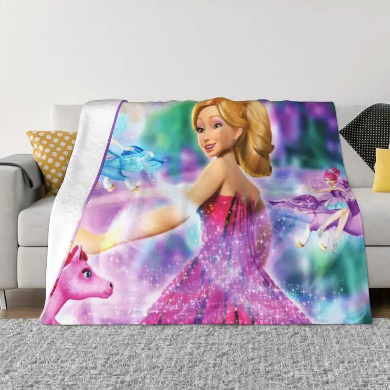 

Barbies Club Doll Manga Cartoon Blanket Warm Fleece Soft Flannel Throw Blankets for Bedroom Sofa Office Spring Autumn