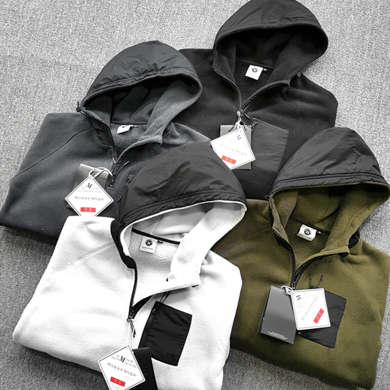 Утепленная куртка для мужчин зимняя утепленная флисовая уличная толстовка с
