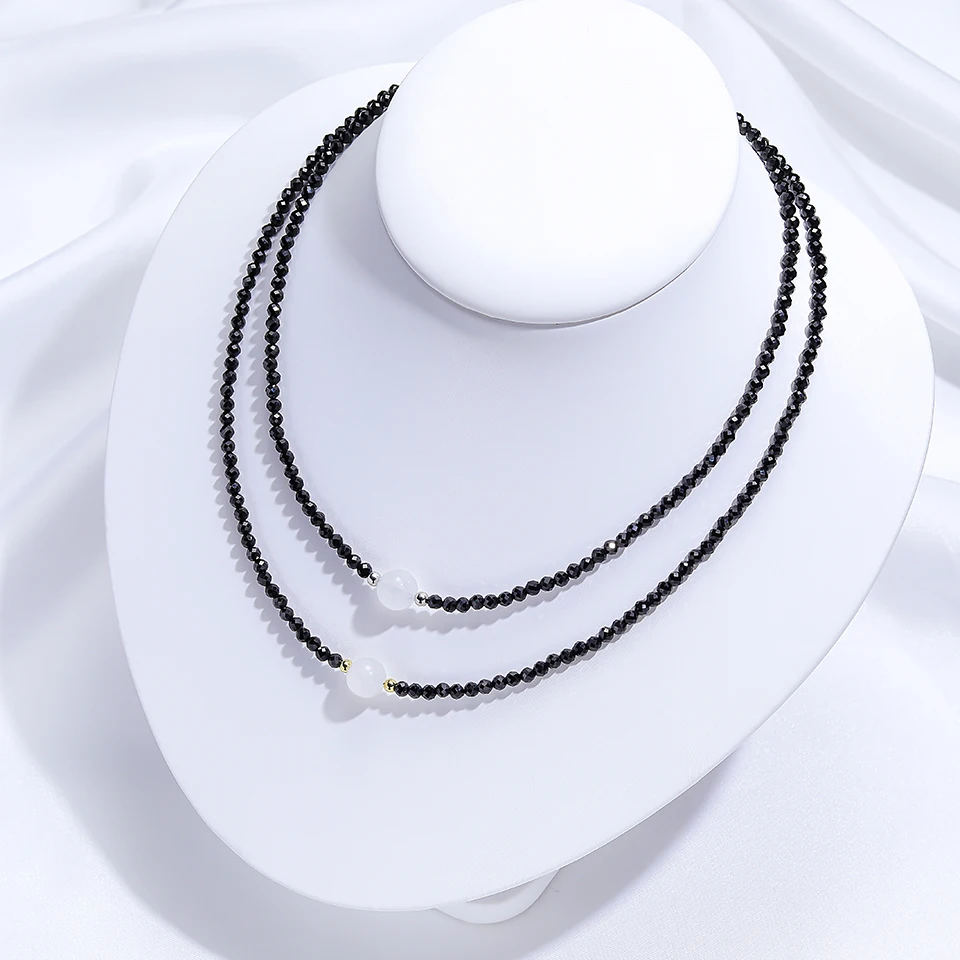 

Moon Stone Necklace For Women With Black Spinel Choker Handwork Fashion Jewelry Party Free Shipping Stone Bangle Gold Wholesale
