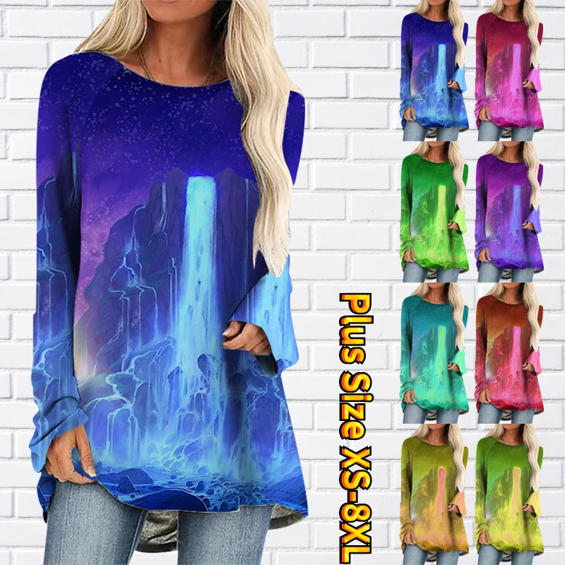

Crewneck Loose Spray Print Crewneck Leggings Daily Everything Long Sleeved Top XS-8XL