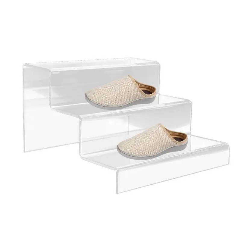 

Acrylic Retail Riser Counter Shoes Jewellery Display Stands Plinth Jewelry Ladder Shelf Double Rack Organizers 23 Step Tier