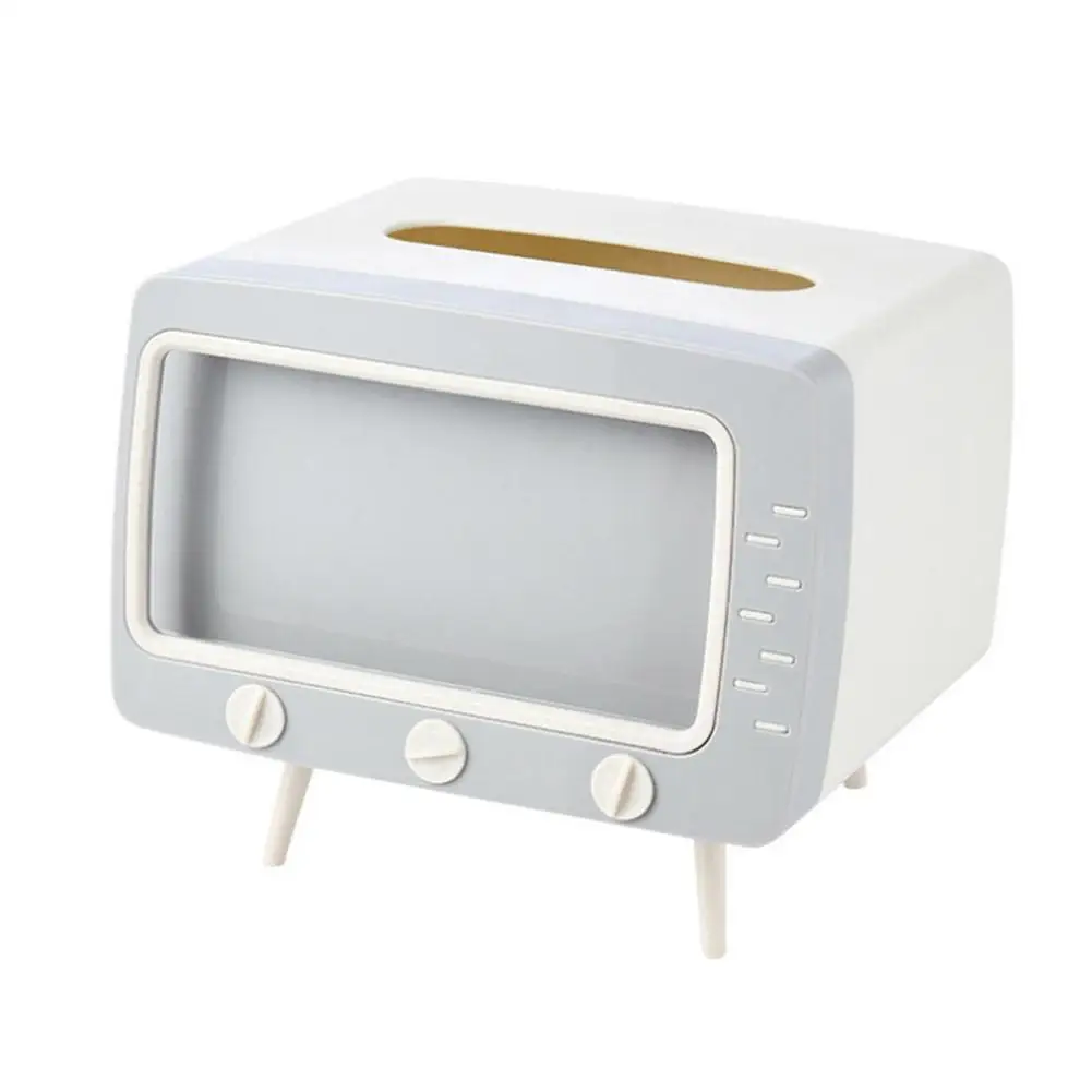 w kształcie telewizora Pudełko na chusteczki ze stojakiem telefon komórkowy Kawaii Dozownik Wielofunkcyjny do salonu P6i3