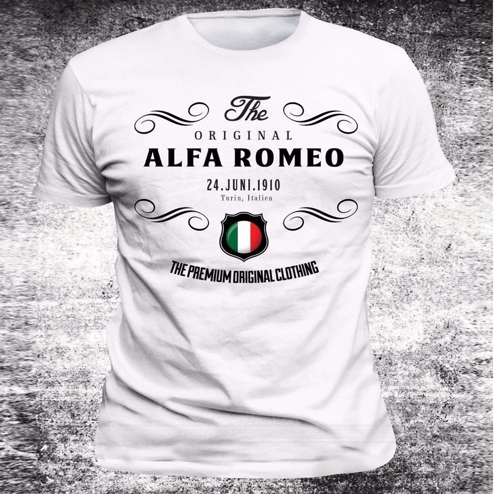 

Fashion T-shirt Alfa Romeo Power Fun Mito spider 159 147 Giulia 4c 8c Alfa sporter 1910 Print T Shirts for Man Casual