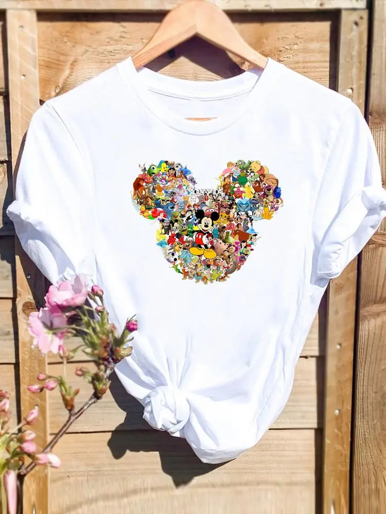 

Disney Short Sleeve Sweet Trend 90s Women Print Clothing Mickey Mouse Casual Fashion Cartoon Graphic Top
