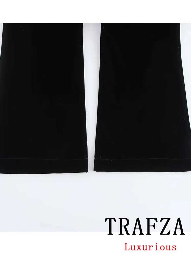 TRAFZA винтажный офисный женский черный однотонный костюм с v-образным вырезом