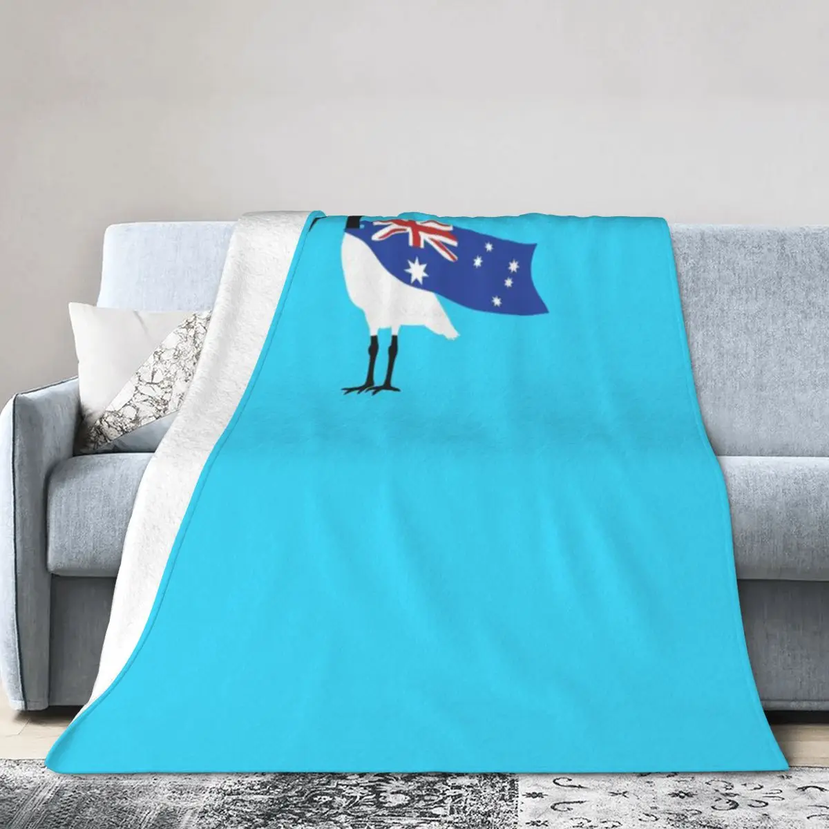 Флаг ко Дню Австралии Bin Chicken на синем ультрамягком одеяле из микрофлиса