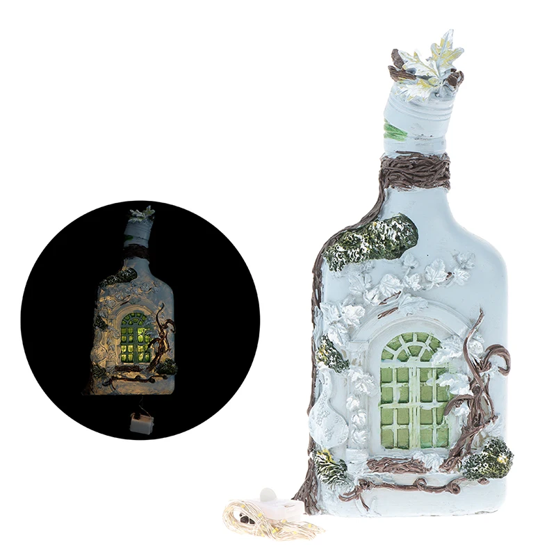 

Retro Mysterious Forest Fairy Angle Fairy House Luminous Wine Bottle Resin Ornaments Garden Yard Home Decoration Decor