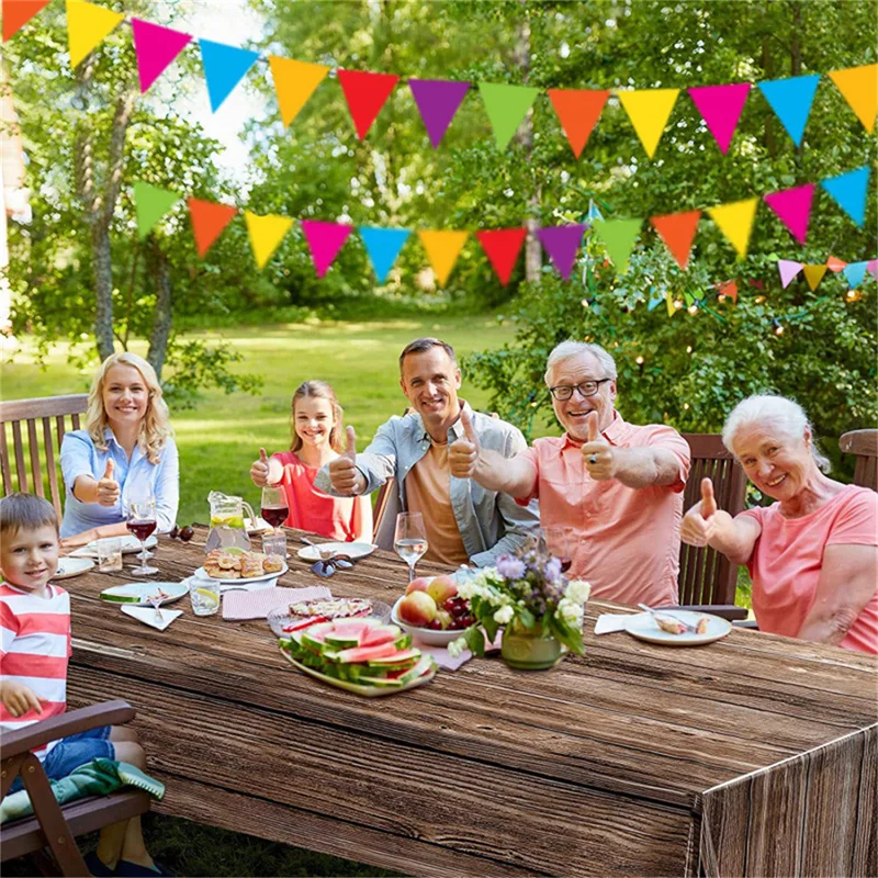 1 шт. 137 см * 270 одноразовая скатерть с имитацией древесины ретро-ферма деревянное