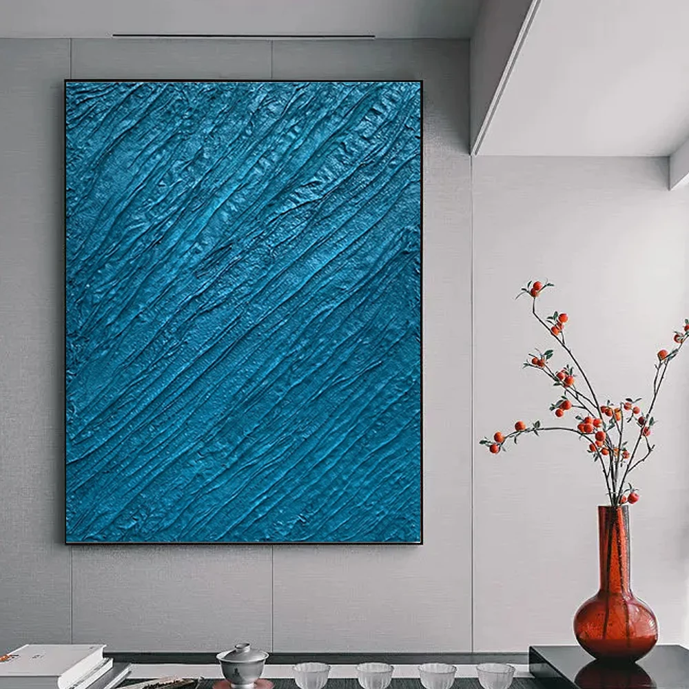 

HUACAN, Новое поступление, синие фотографии, домашнее искусство, ручная работа, абстрактная картина маслом, холст, настенное искусство, Совреме...