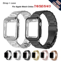 watch case strap for apple watch band 41mm 45mm steel metal bracelet for iwatch 7 44mm 40mm se series 6 5 4 cover band bumper