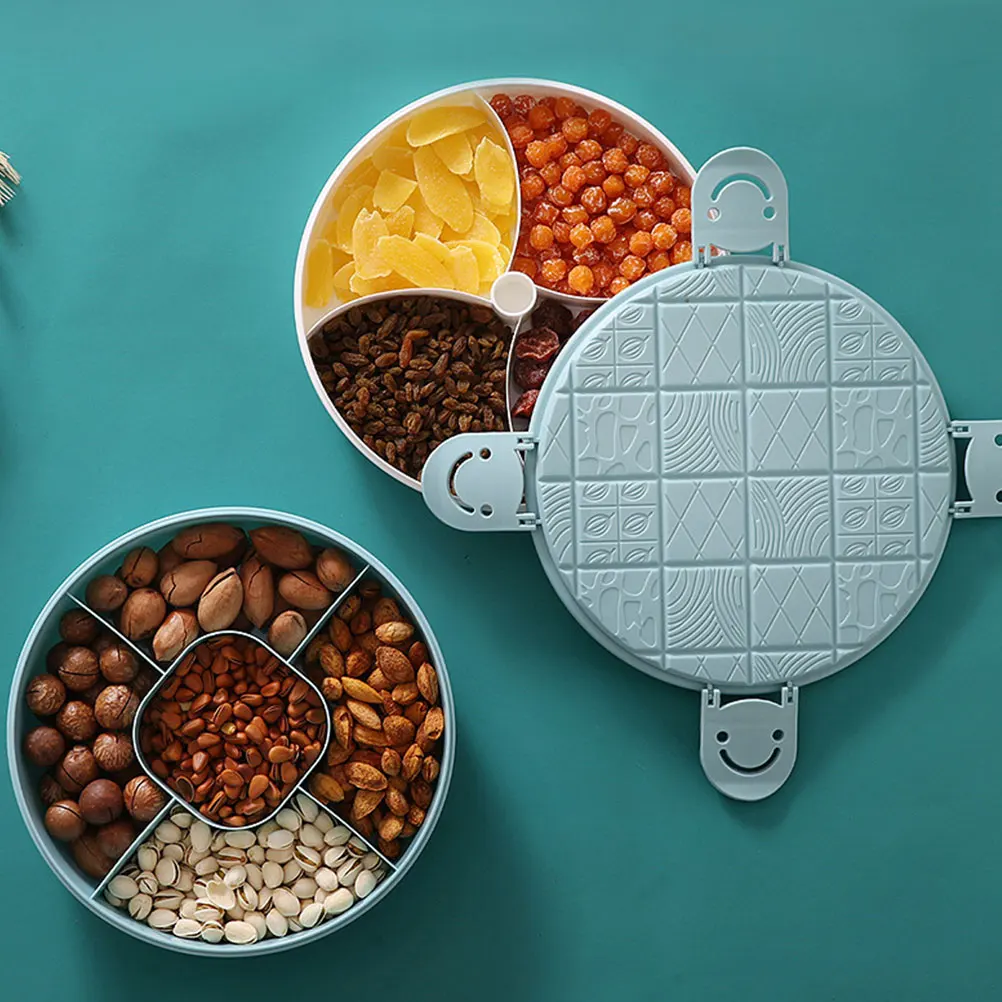 

Snack Container Tray Divided Candy Nut Dish With Lid storage containers kitchen storage food storage rice dispenser containers