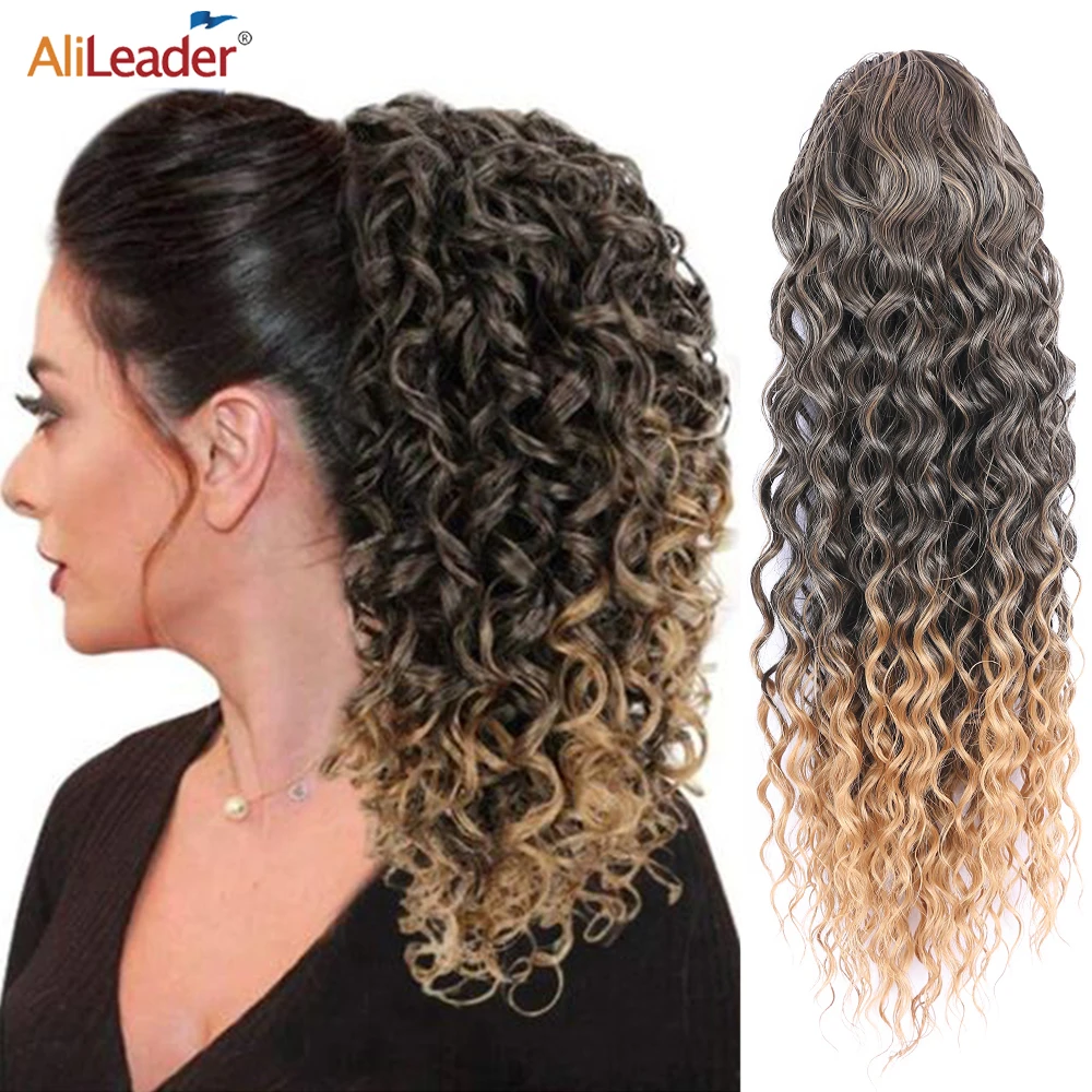 

Synthetic Hair Tails High Puffy Ponytail Hairpiece Black Omber Brown African Clip-on Hair Piece For Black Women 16" 22"