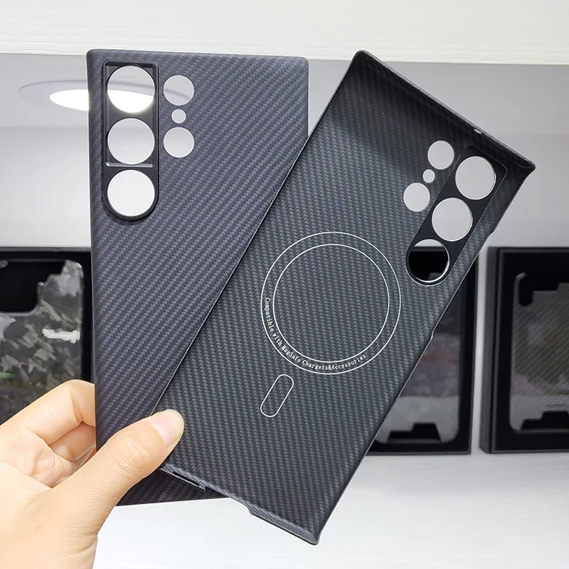 

Real 600D Carbon Fiber Case for Samsung Galaxy S23 Ultra Kevlar Aramid Fiber Magnetic Case for Galaxy S23Ultra Cover Shell