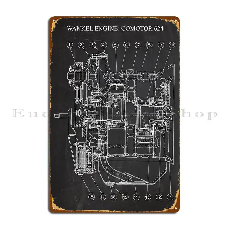 

Wankel Engine Comotor 624 Metal Sign Club Kitchen Cave Designing Mural Tin Sign Poster