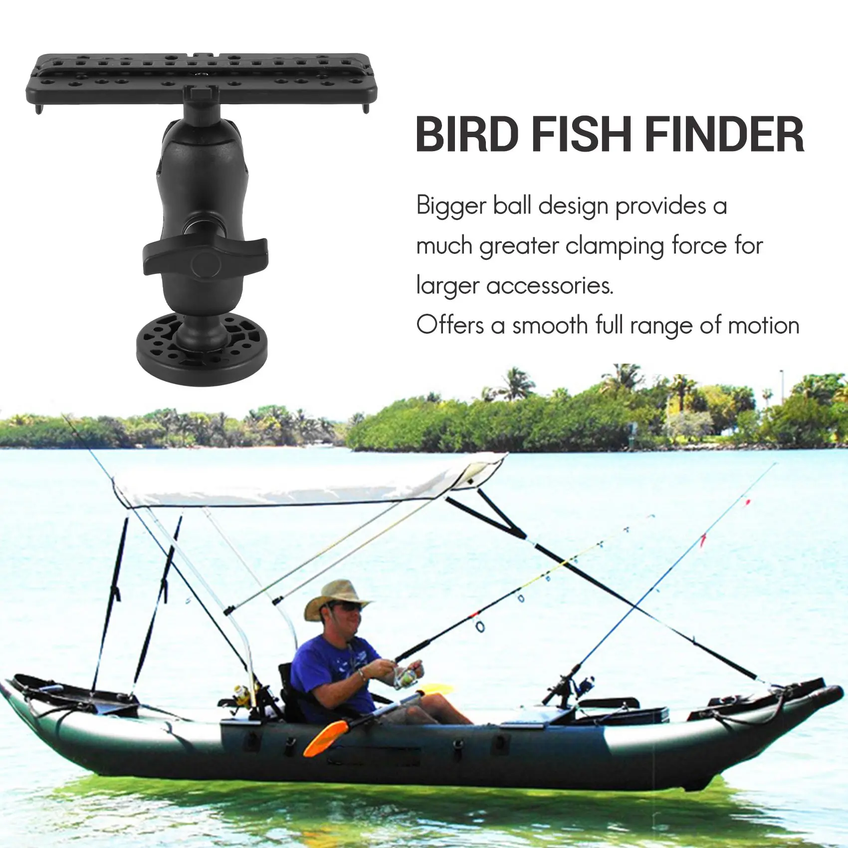 

Ball Mount with Fish Finder and Universal Mounting Plate Kayak Accessories