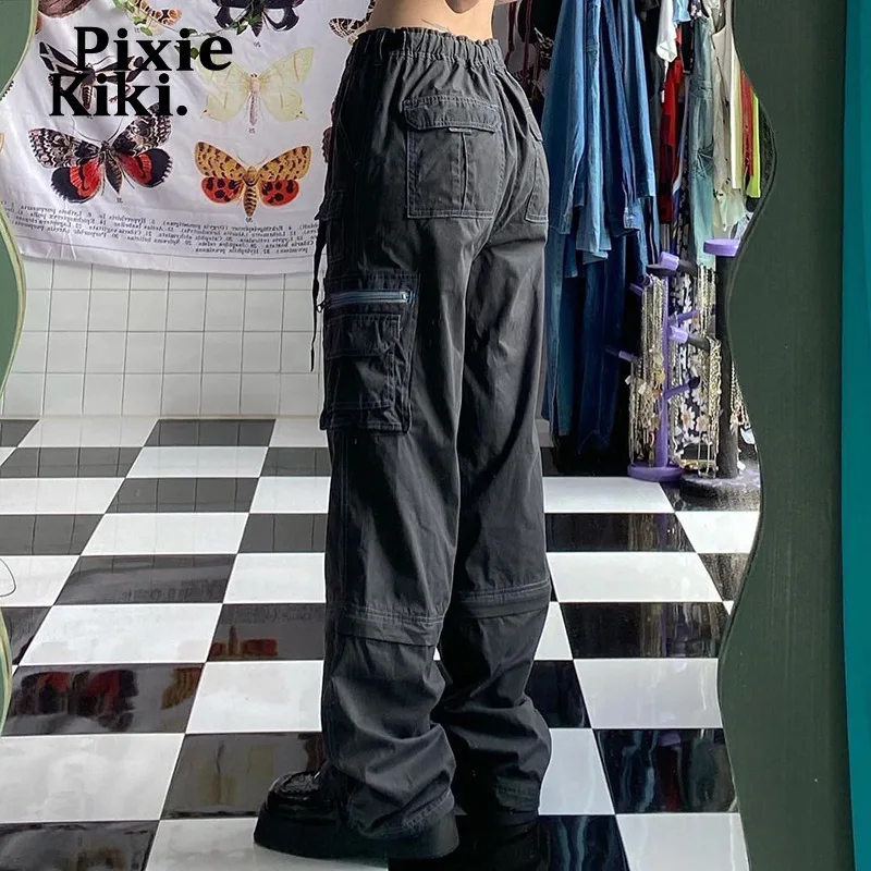 PixieKiki винтажные гранж мешковатые джинсы женские брюки карго Y2k уличная одежда