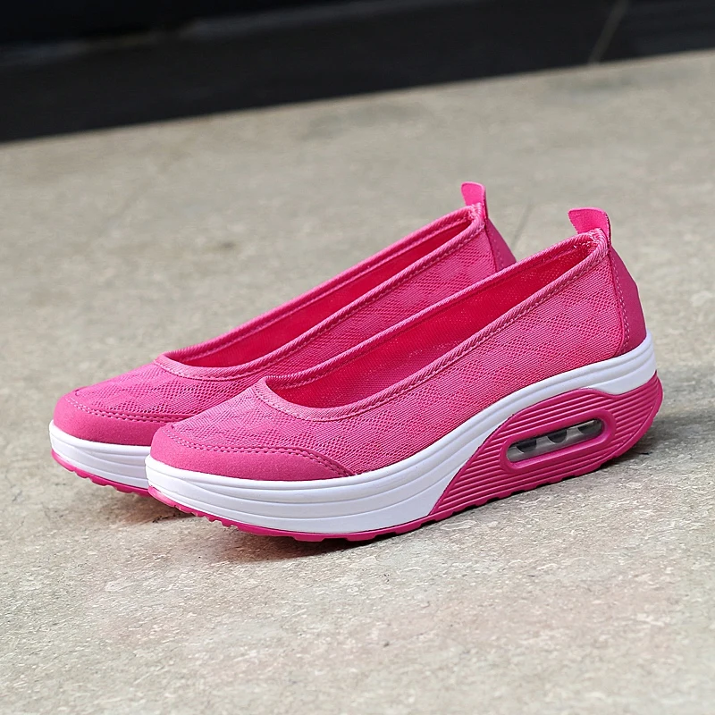 Summers Sneakers Women Walking Shoes Air Cushon Slip-on Lightweight Boat Shoes Mother Footwear Platform Increasing Height