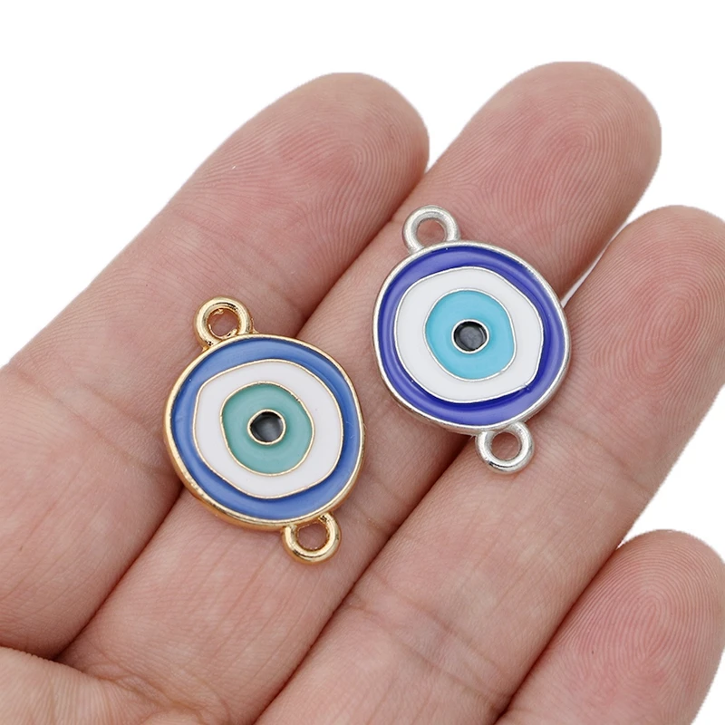 

5Pcs Gold Plated Enamel Evil Eye Charm Connectors for Jewelry Making Bracelet Findings Accessories DIY Craft