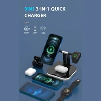 three in one foldable magnetic suction 25w wireless charging with night light multi function wireless charging base mobile phone