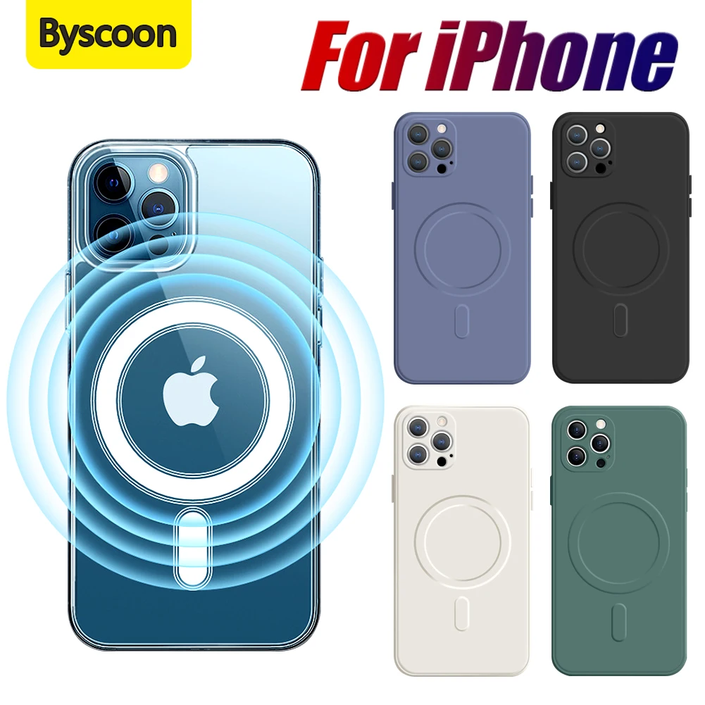Магнитный чехол Byscoon для iPhone 13 12 11 Pro Max Mini XS XR X беспроводной противоударный