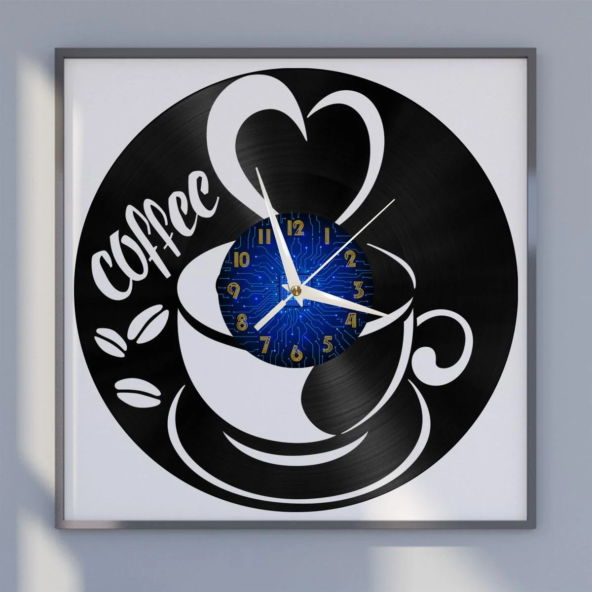 

Enjoy Coffee Vinyl Wall Clock, Vinyl Record Clock Wall Art Silent & Non-ticking