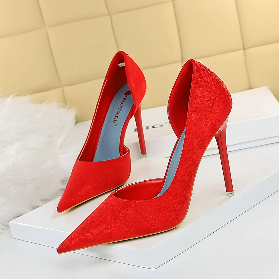 

New Luxury Women Fetish 10.5cm High Heels Pumps Designer Office Lady Green Tacones Heels Scarpins Plus Size 43 Prom Shoes