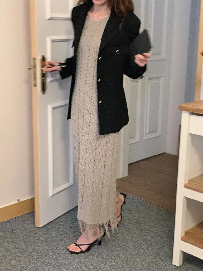 Женское прямое платье с бахромой Alien Kitty стильное мягкое трикотажное облегающее