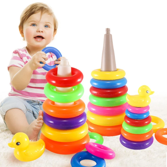 Animal Rainbow Stacking Ring Tower Stapelring Kids Montessoris Toys Early Education Teaching Aids Wood Baby Toys Gift Stack 1