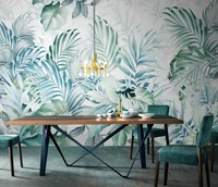 beibehang custom wallpaper mural hand painted nordic watercolor tropical plant leaves small fresh tv background wall 3d wallpape