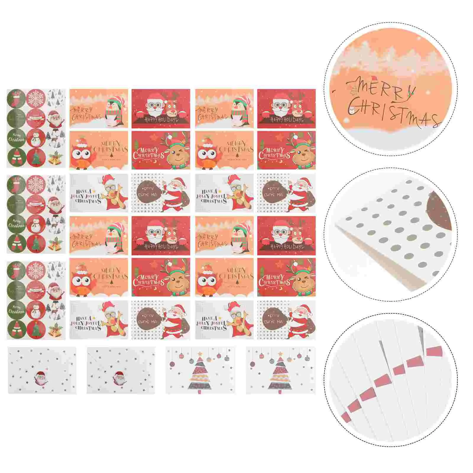 

24 Sets Christmas Greeting Cards Practical Xmas Supplies Blessing Cards Cartoon Blessing Cards for School Shop