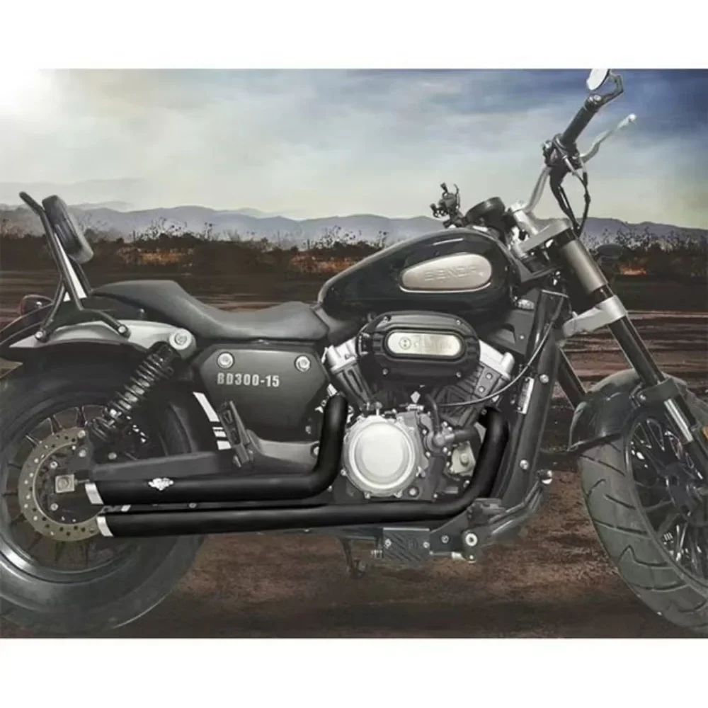 Ретро мотоциклетный глушитель правая боковая двойная трубка из нержавеющей