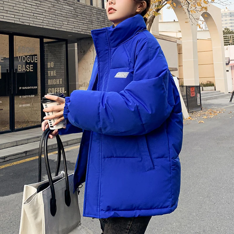 2022 Winter Women Oversized Parkas Jacket Fashion Solid Stand Collar Thick Warm Padded Coat Casual Winter Outwear Jacket Parkas