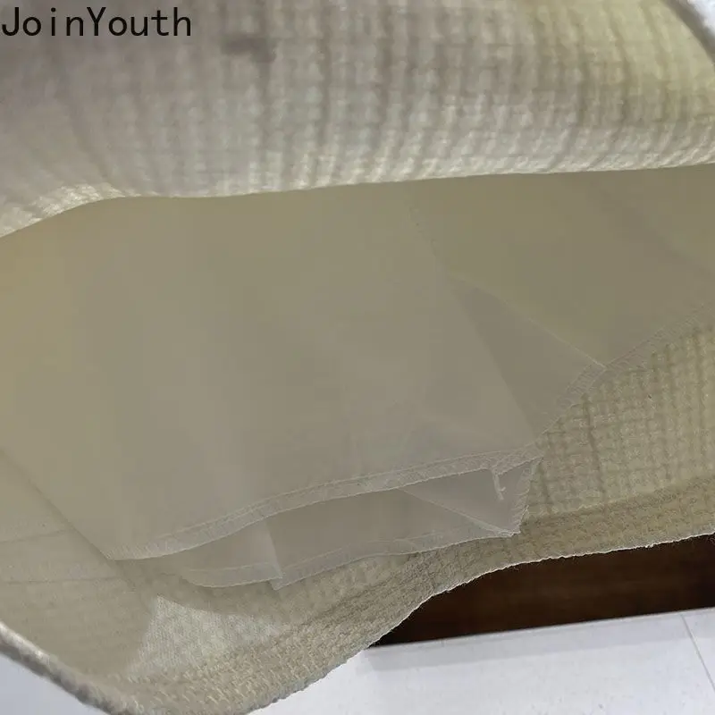 Бежевые Облегающие юбки для женщин 2023 Женские Модные Винтажные твидовые