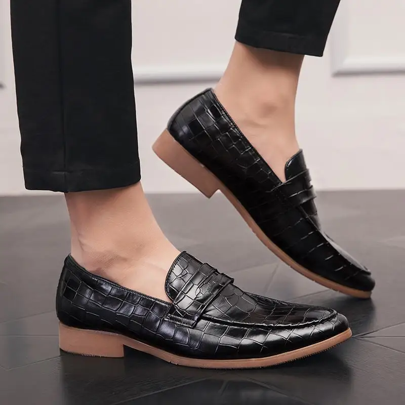 

Black Leather Shoes Men's Business Formal Wear Casual Youth British Height Increasing Suit Men's Groom Wedding Shoes