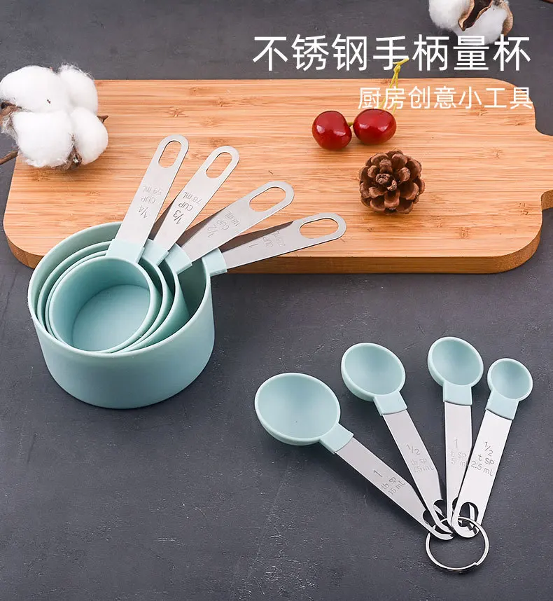 

4Pcs Multi Purpose Spoons/Cup Measuring Tools PP Baking Accessories Stainless Steel/Plastic Handle Kitchen Gadgets