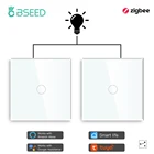 Настенный умный выключатель BSEED Zigbee, 1 клавиша, 2 канала, для лестницы, работает с приложением Tuya Alexa Smart Home, с нулевой проволокой, 2 упаковки