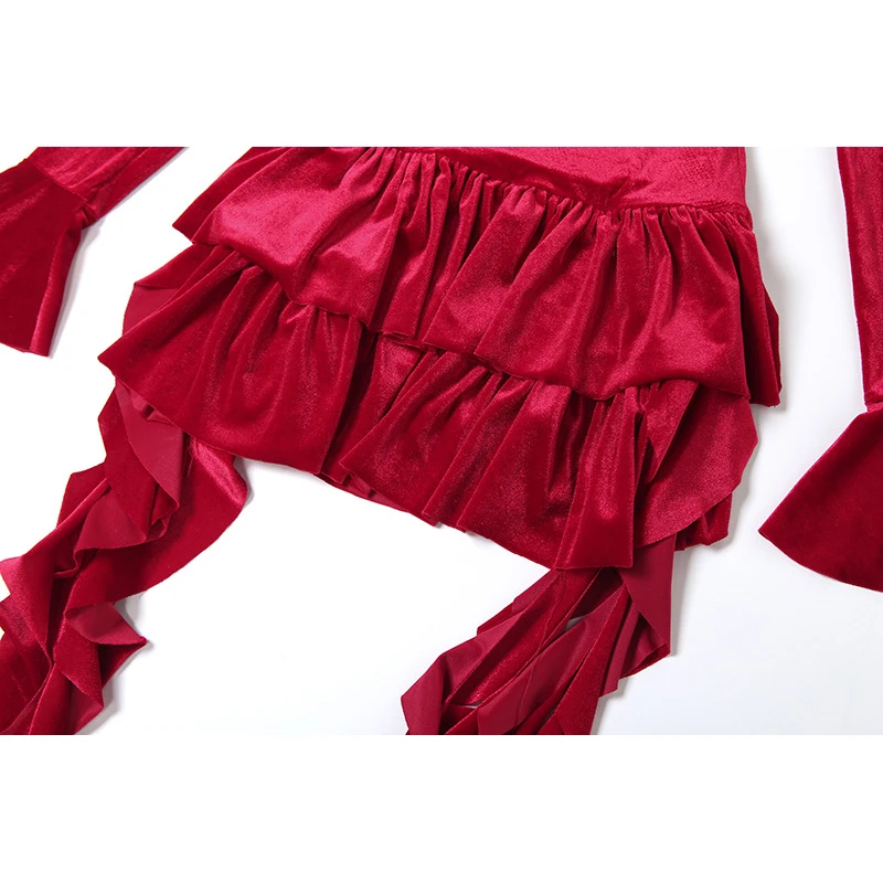 AniLV Рождественская семейная вечеринка женское красное бархатное вечернее платье