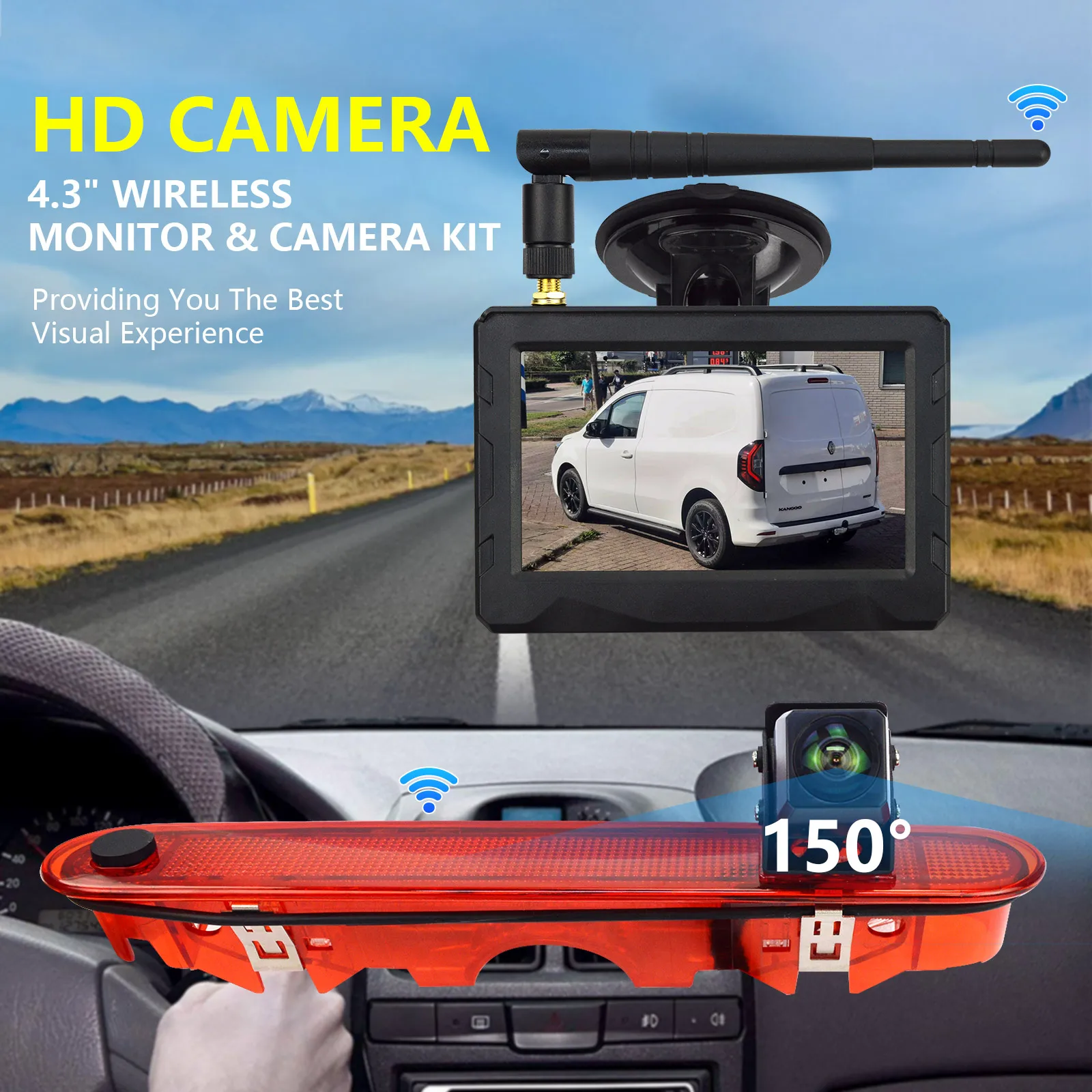Фото Подходит для Mercedes Benz Citan 2012-2021, Renault Kangoo (2007-2021), комплект беспроводной камеры заднего вида с 4,3-дюймовым дисплеем. №1