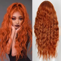 orange wig black wig wine red full mechanism wig split wavy long curly hair synthetic wig head cover natural fluffy wigs