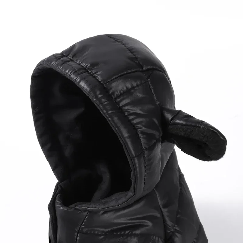 Зимняя черная одежда для собак теплое пальто маленьких и средних