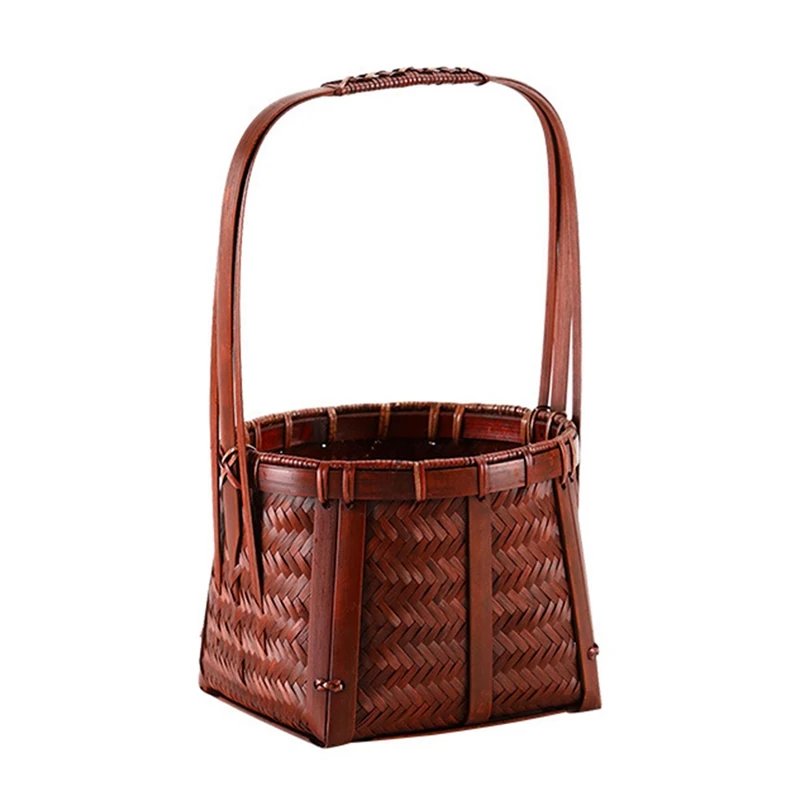 

Natural Bamboo Storage Basket Wedding Girls Flower Basket Bamboo Hand Weaving Basket Crafts Handle Basket