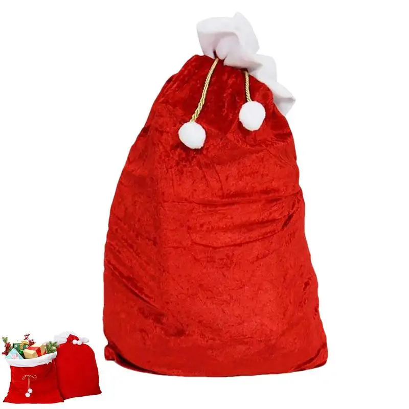 

100x70 см большие рождественские подарочные пакеты с Санта-Клаусом красные бархатные супер мягкие мешки для конфет Санта-Клаус 2023 Новогодний ...