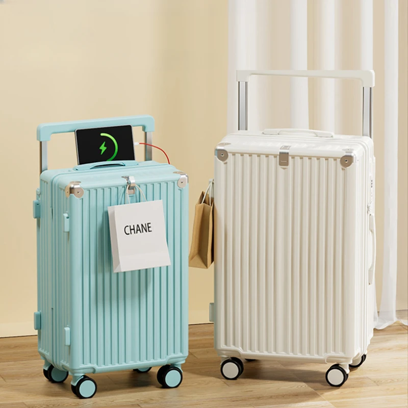 Чемодан на колесиках с широкой ручкой для мужчин вместительный чемодан USB-портом