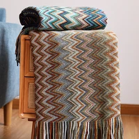 bohemian knitted blankets sofa throw blankets with tassels colorful bedspread nap air condition blankets nordic home decorative