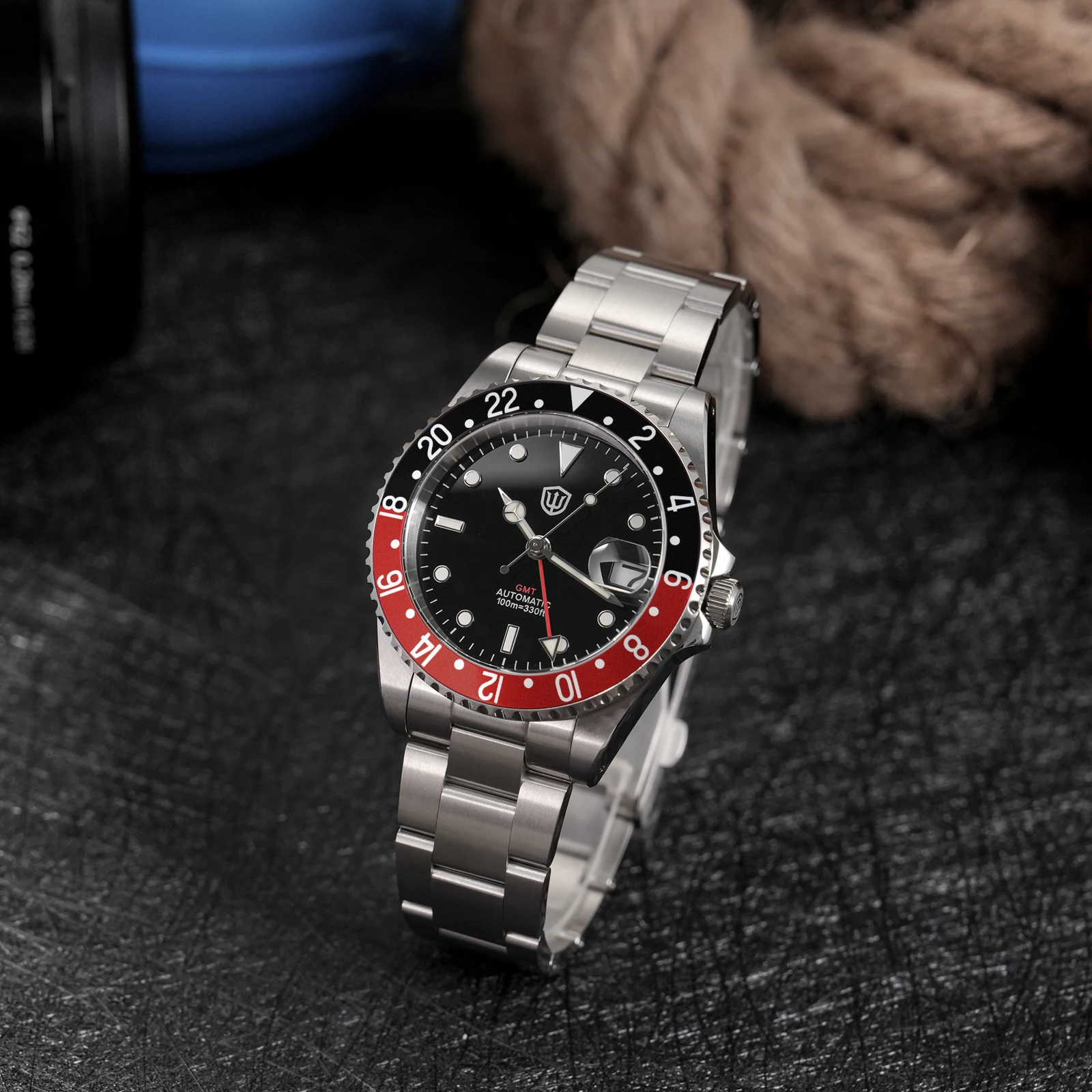 Фото Часы Watchdives WD0014 с алюминиевым безелем, винтажные, с механизмом NH34 GMT, из нержавеющей стали, с сапфировым стеклом, светящиеся, роскошные мужские часы, водонепроницаемые №2