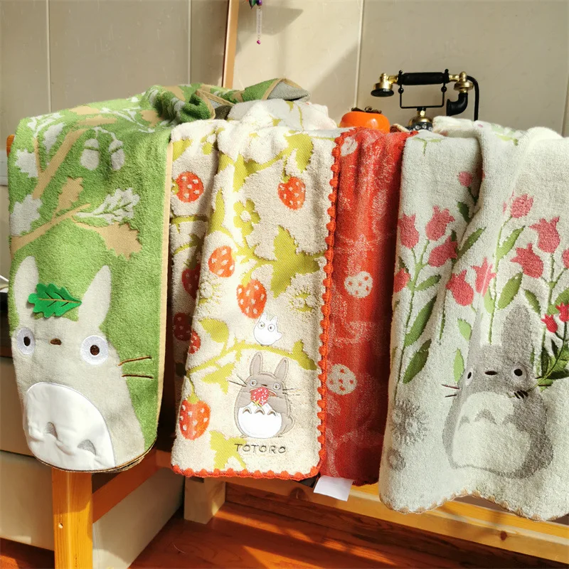 

120x60cm Japanese cotton untwisted yarn bath towel beautifully embroidered chinchilla beach towel for children and adults